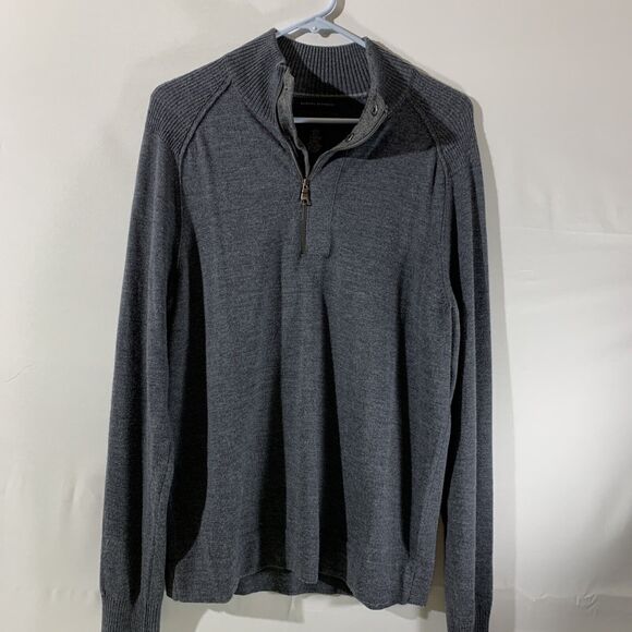 Banana Republic 100% Wool Mens Sweater Medium 1/4 Zip Pullover - Picture 1 of 5